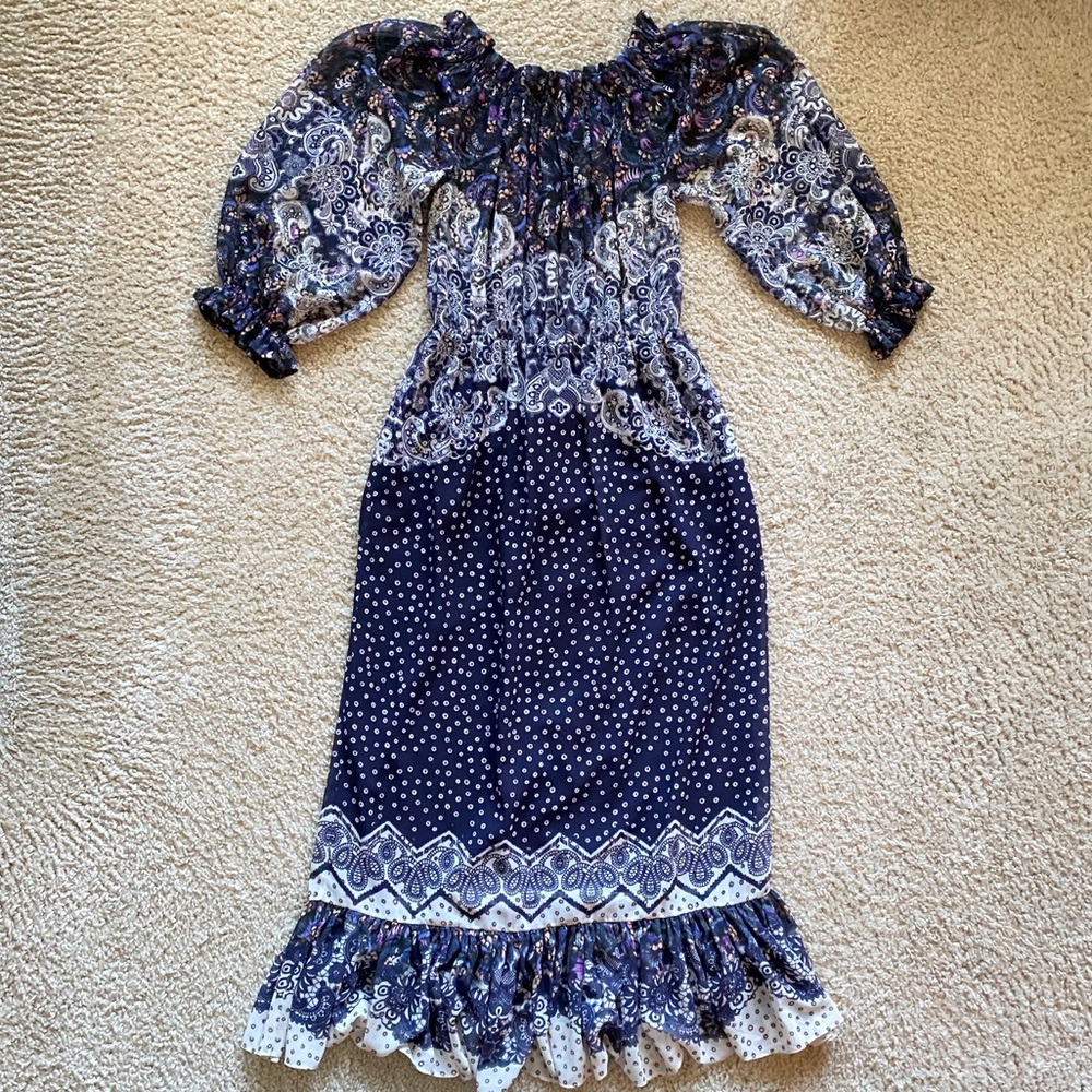 SALONI Off the Shoulder Silk Dress Sz 4 or Small - Picture 1 of 11